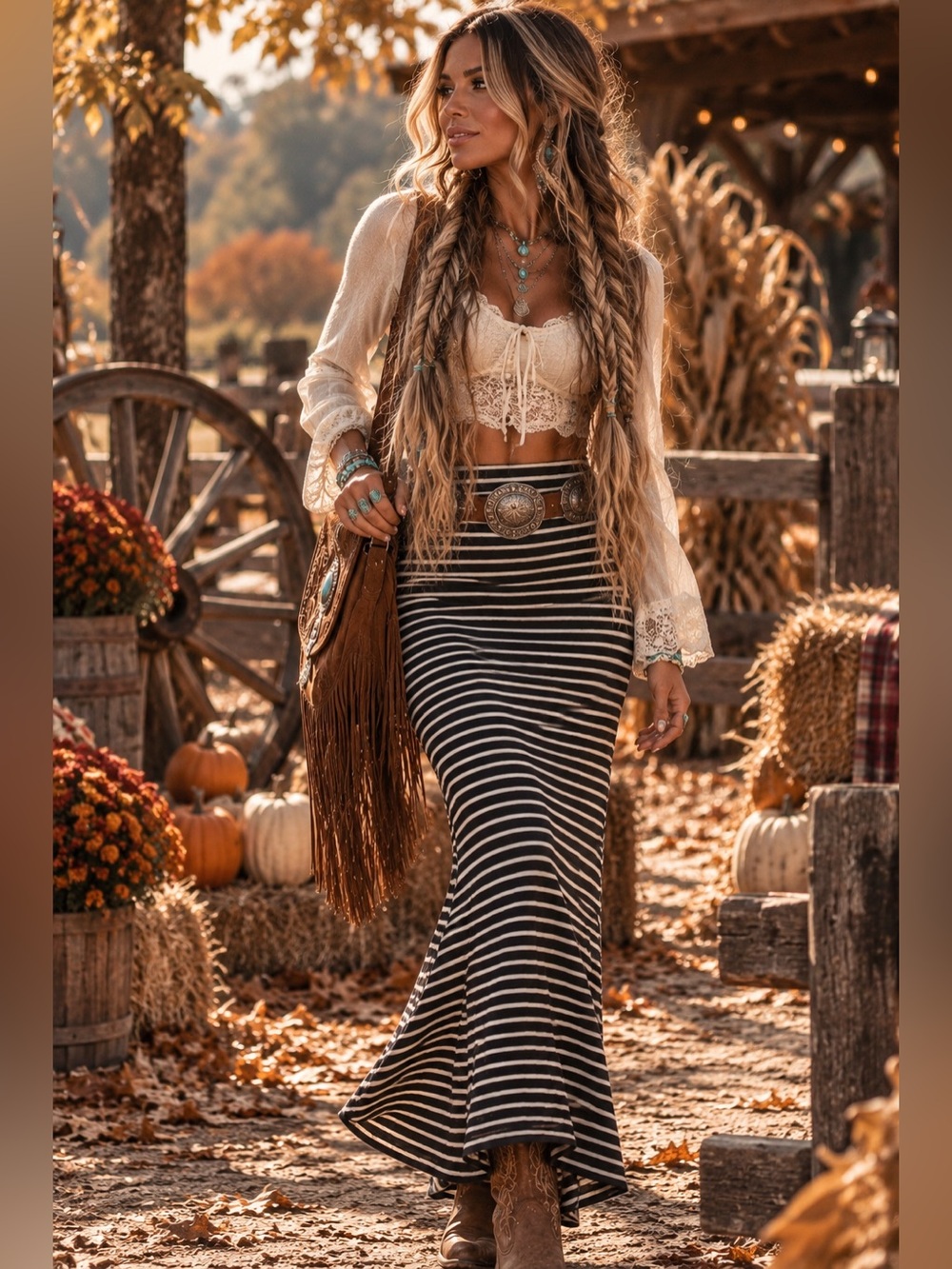 Lily White Striped Maxi Skirt